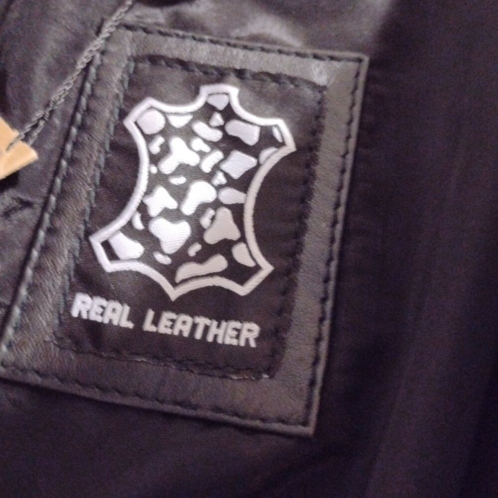 Dodge Women’s Black Biker Genuine Leather Jacket Size L - Picture 14 of 15